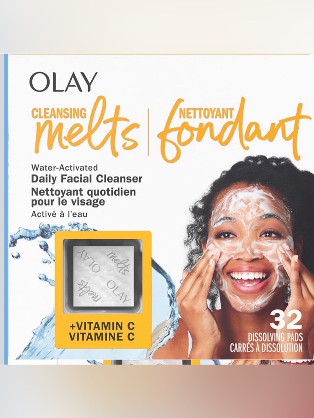 Olay Face Wash, Vitamin C Cleansing Melts, Daily Use Gentle Cleanse 32